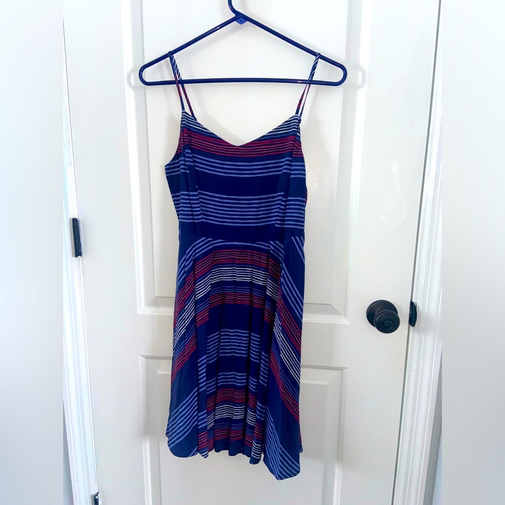 summery adjustable spaghetti strap striped dress
